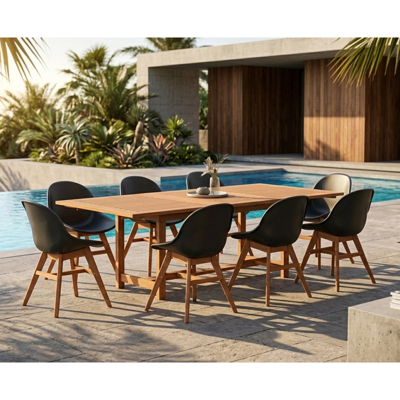 Anautica 8 - Person Patio Dining Set with Extendable Rectangular Table