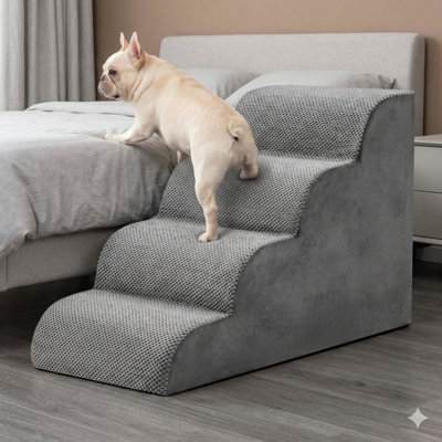 Four-Step Stairs for Large Dogs and Cats, 20 Inches High for Accessing Couches, Sofas, and Chairs, Non-Slip and Sturdy Indoor Pet Ramp