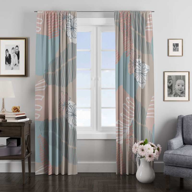Panneau de rideau simple semi-transparent floral, L 40 po x L 82 po