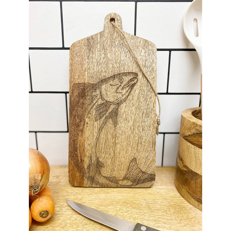 Salmon Engraved Wooden Cheese Board