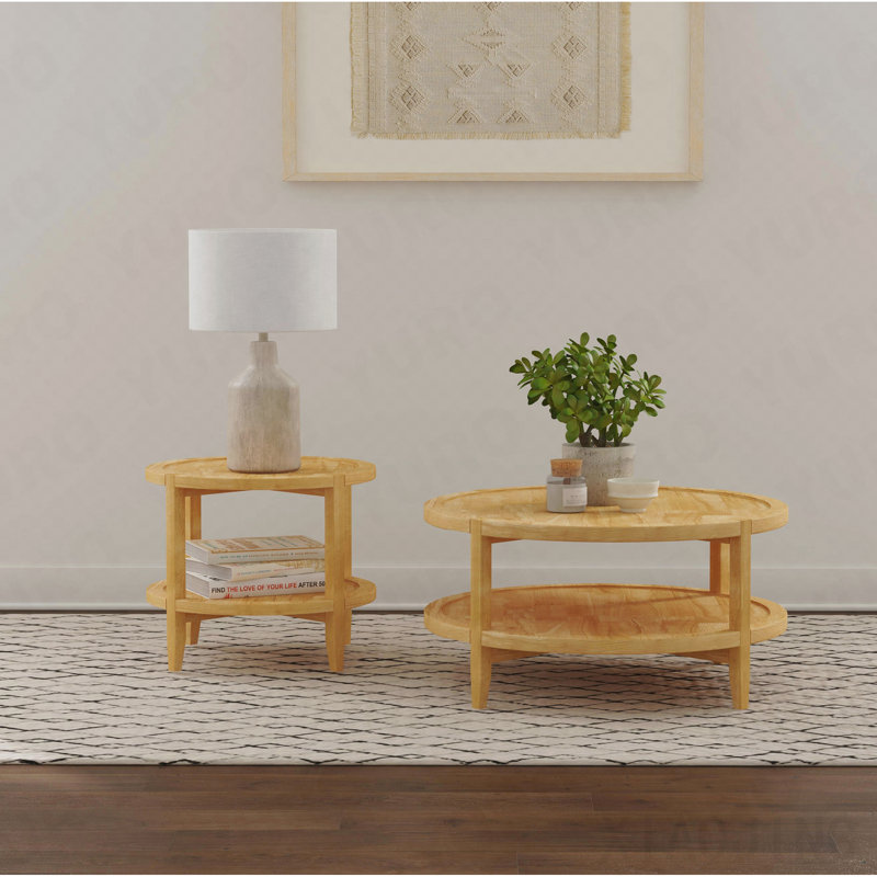 Table d'appoint brune ronde en bois massif, 19.75" H x 23.5" L x 23.5" W