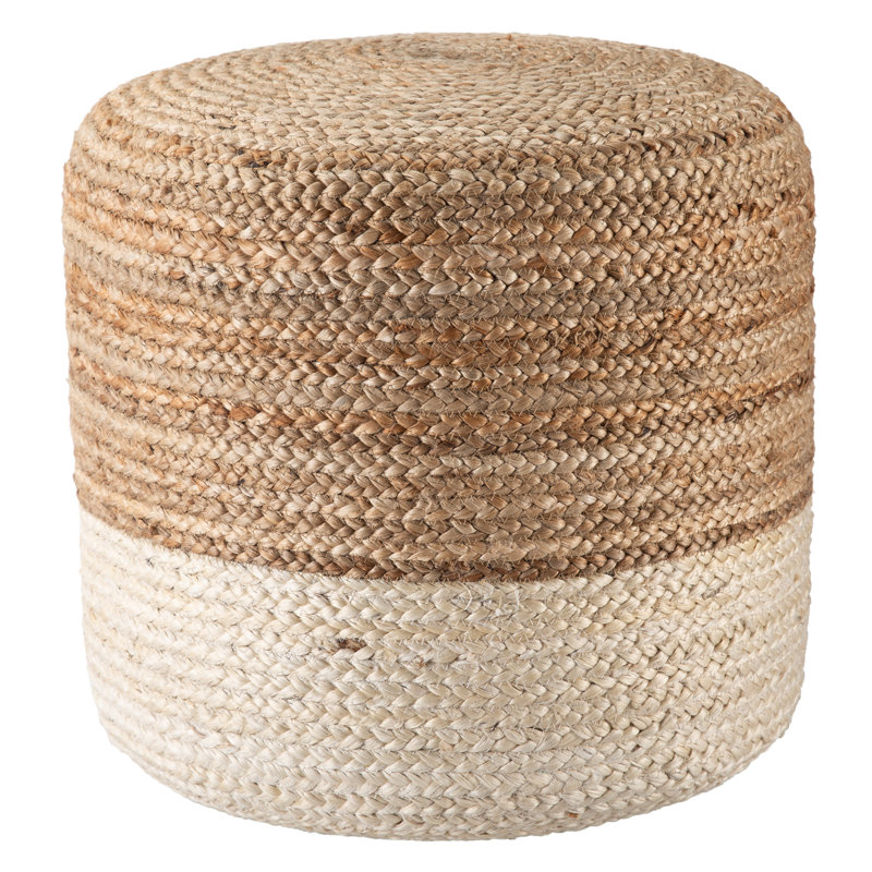 Tabouret de repose-pieds / repose-pieds rond 100% jute tressé 18 po Fabian par Jaipur Living, Jute blanc