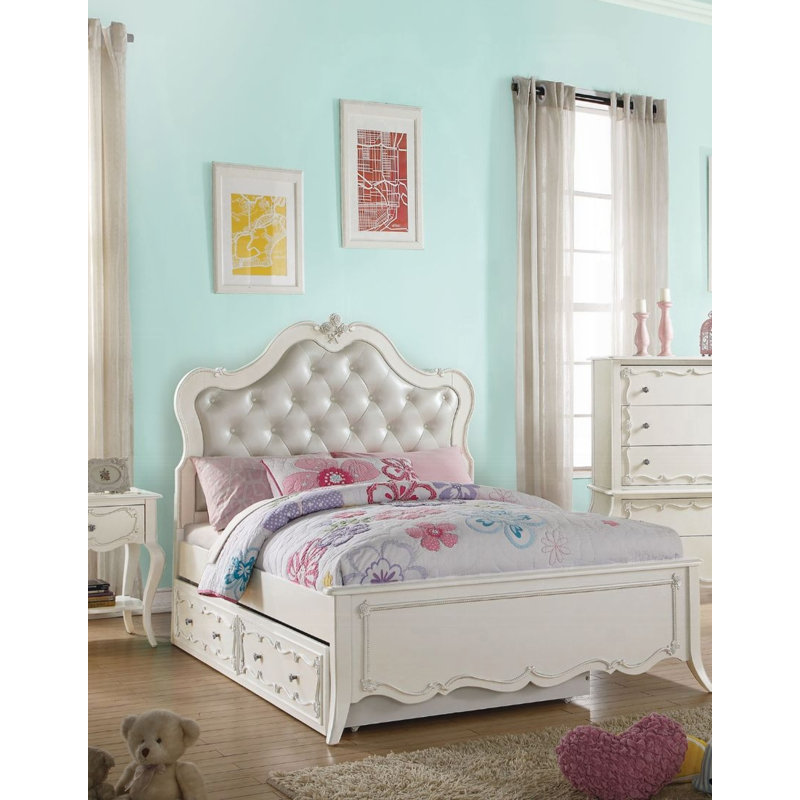 Lit plateforme en cuir Edalene, Simple