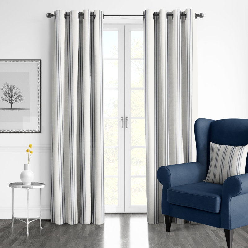 August Stripe, 50" W x 156" L, Denim