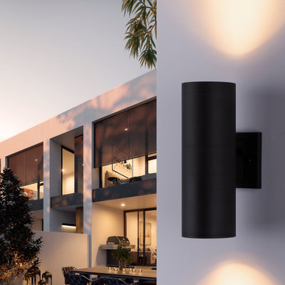 Lanterne murale d'extérieur 11,97 po H noir mat avec crépuscule à l'aube Rambert