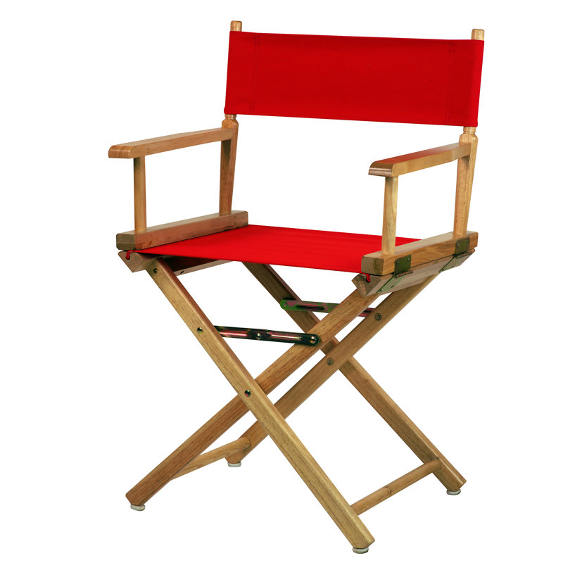 Chaise de réalisateur pliante 18 po, Naturel, Rouge