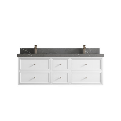 Meuble-lavabo double flottant 60 po avec dessus Roswell