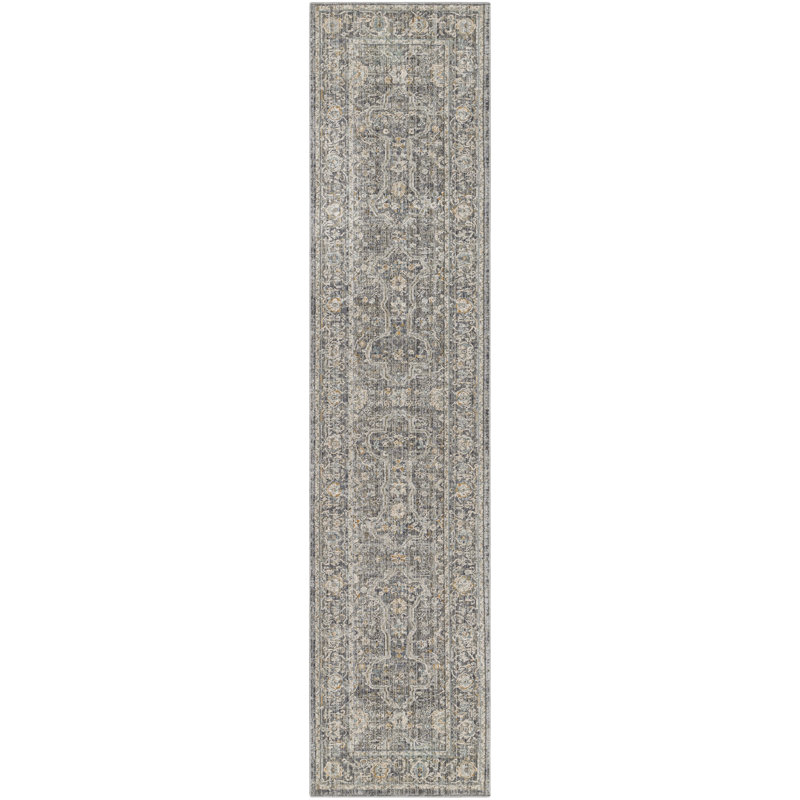 Rectangle Griagal Oriental Power Loomed Area Rug in Gray/Tan, Runner 2'3" x 8'