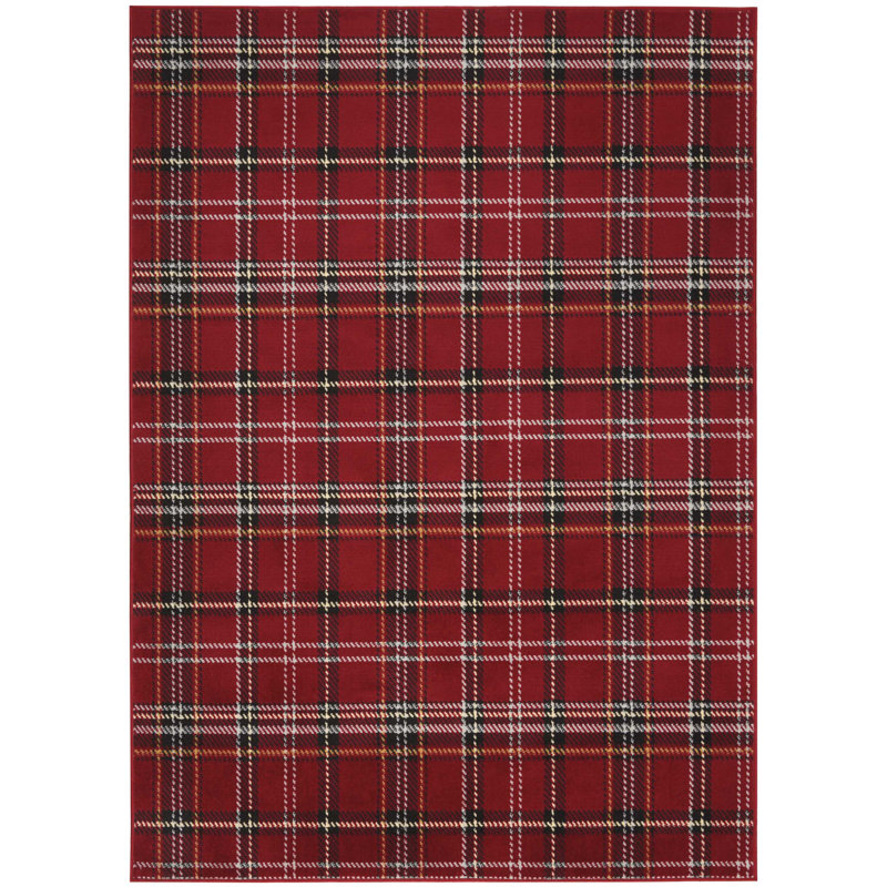 Tapis rouge carreauté Hankinson Prague, Rectangle 5 pi 3 po x 7 pi 3 po