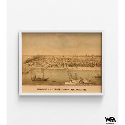 Encampment Of US Federal Troops At Newport News 1861, Historic Poster Decor, USA History Wall Art, Historian Gift Idea, Military US Gift