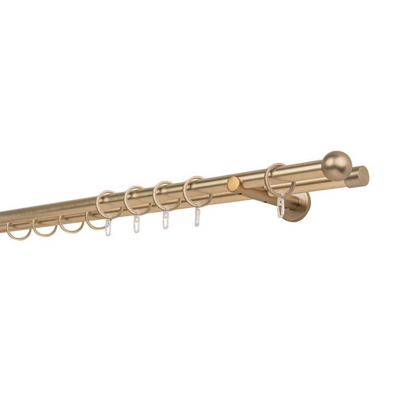 Curtain rod made to measure 20mm ball, Brass Matte, 2cm H x 360cm W x 12cm D