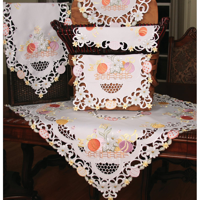 Country Egg Embroidered Cutwork Table Topper