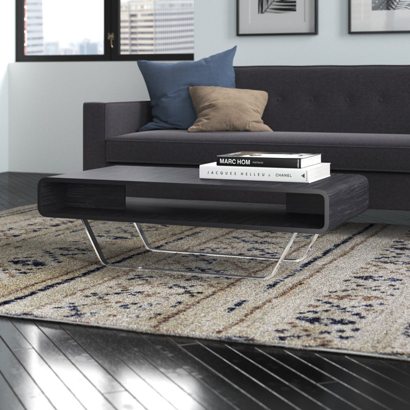 Table basse avec rangement de style traîneau, gris