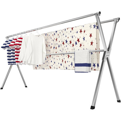Séchoir à linge, séchoir à linge pliant robuste pour une utilisation extérieure à l'intérieur, acier inoxydable extensible de 50,4 à 78,7 po, conception peu encombrante, porte-linge pliable