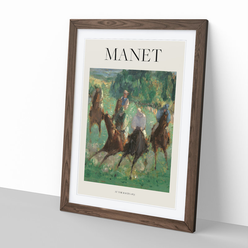 At the Races by Edouard Manet - Picture Frame Graphic Art, 36cm H x 27cm W x 2cm D, Walnut Framed