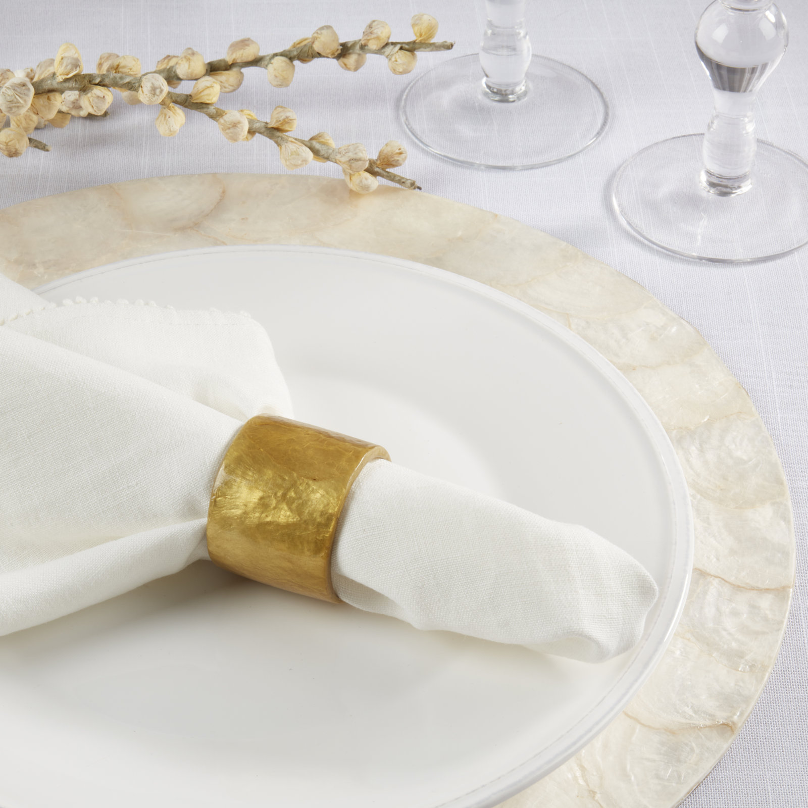 Radiant Capiz Napkin Rings, Gold