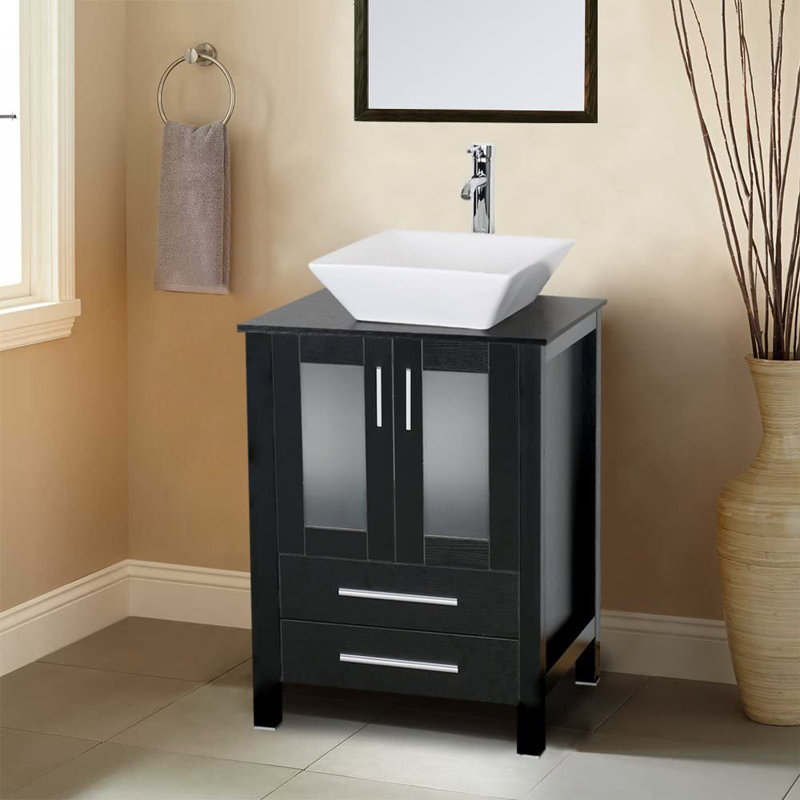 Lavabo de salle de bain vasque carré en céramique blanche avec robinet
