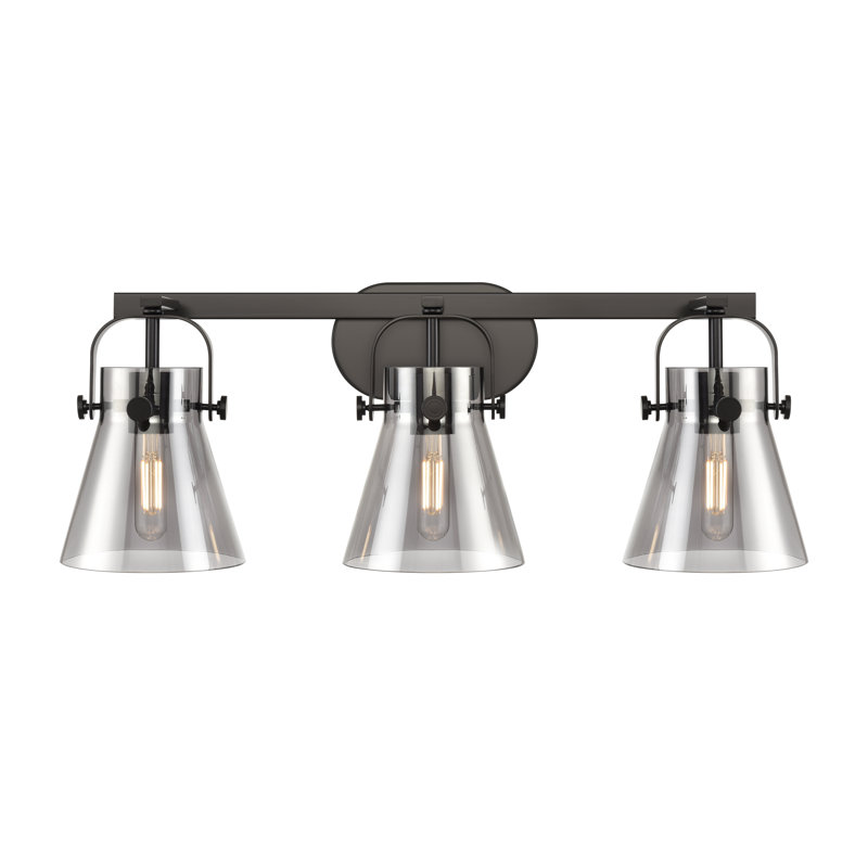 Éclairage pour meuble-lavabo mural 6 po 2 lumières Sidman, Fumée, Noir mat, Trois lumières