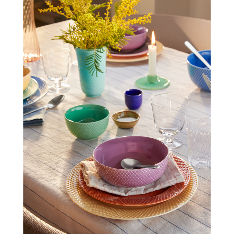 Rhombe Color Handmade Porcelain Dessert Bowl, Blue