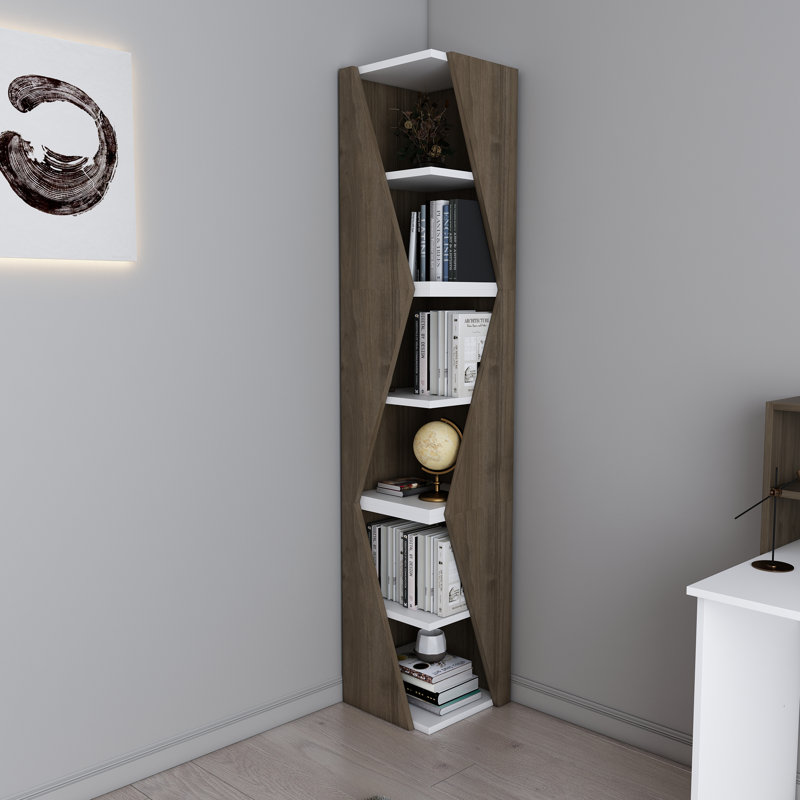 Lileah 165 cm H x 31.8 cm W Standard Bookcase, Brown/Black