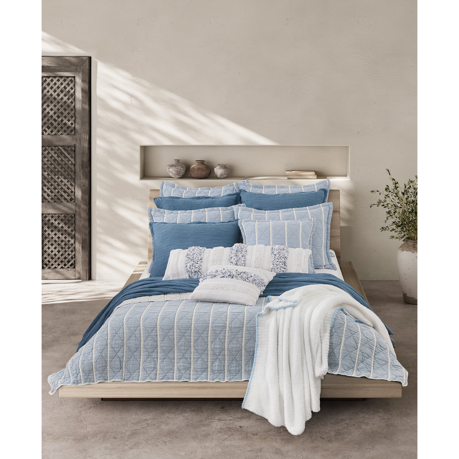 Pacifica Cotton Shams, King, Blue
