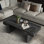 Table basse industrielle - Design en bois récupéré à deux niveaux avec structure en métal (vintage rustique)