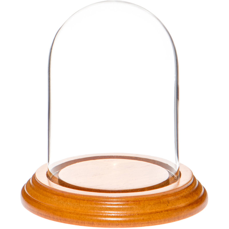 Cloche en verre 3 "x 4" Vucciria, Base en placage de chêne