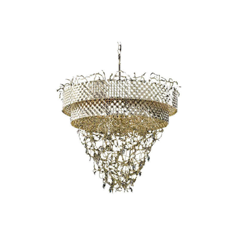 Lustre à 12 lumières Karrine, Bronze, Transparent, H 28 po x l 22 po x P 22 po