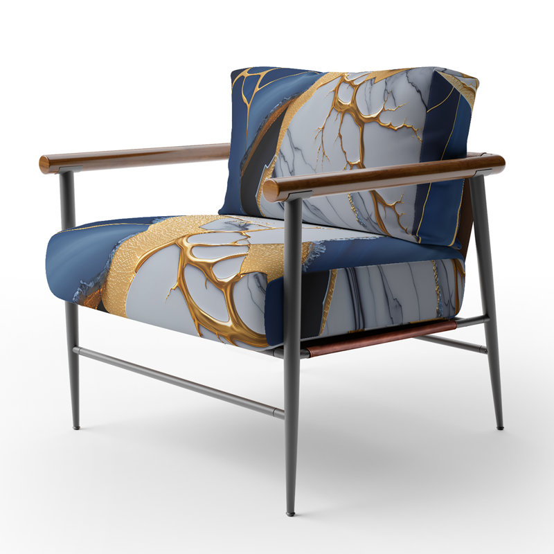 Crymble - Fauteuil d'appoint rembourré en marbre abstrait, Noir