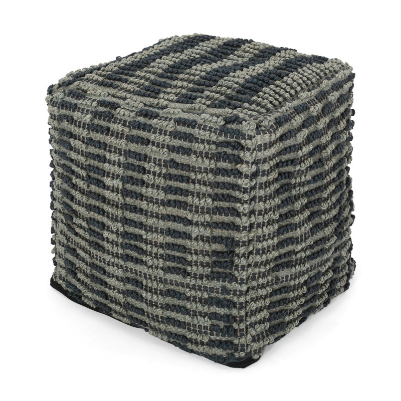 Pouf carré en tissu Walle, bleu et bleu sarcelle