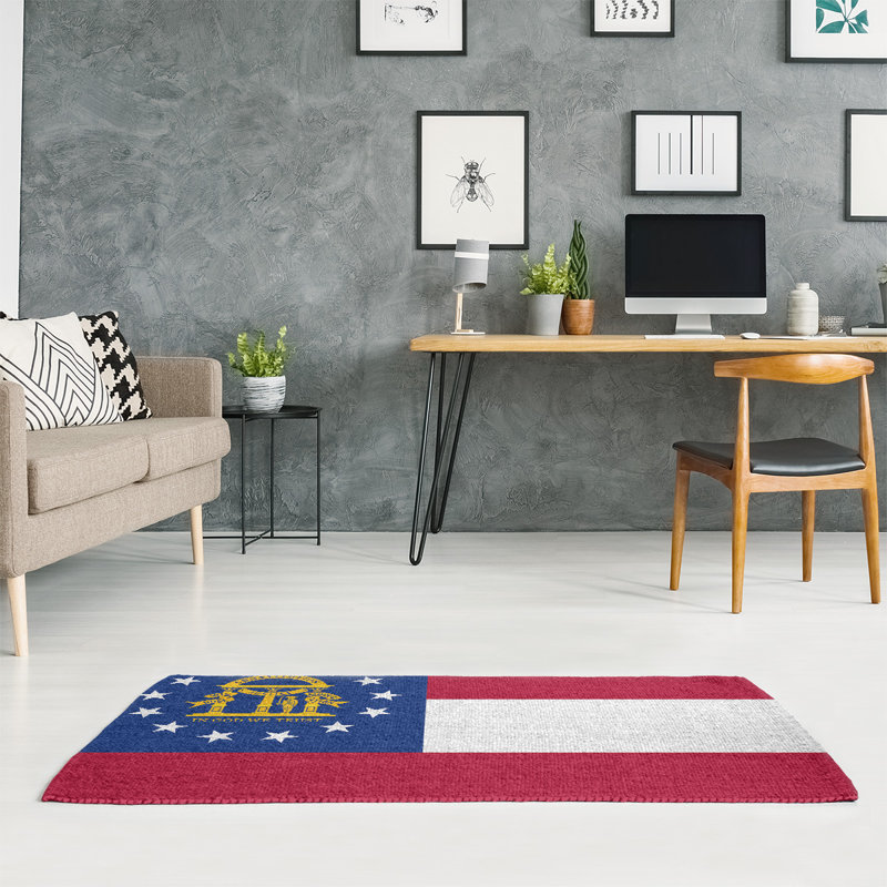 Tapis rouge/bleu zone de chenille georgia flag, Rectangle 2 pi x 3 pi