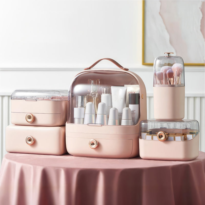 Organisateur de maquillage en plastique Mengjie, Rose