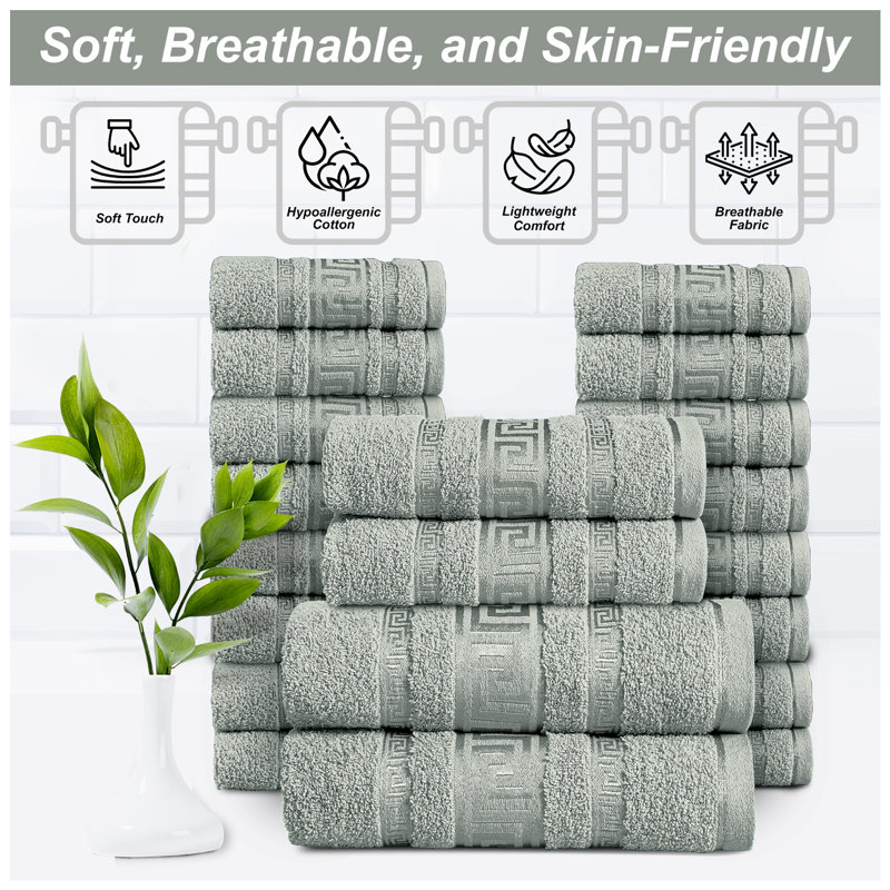 20-Piece Luxury Cotton Towel Set | Soft, Cosy Family Bale Set with 2 Bath, 2 Hand, 16 Face Towels for Ultimate Comfort