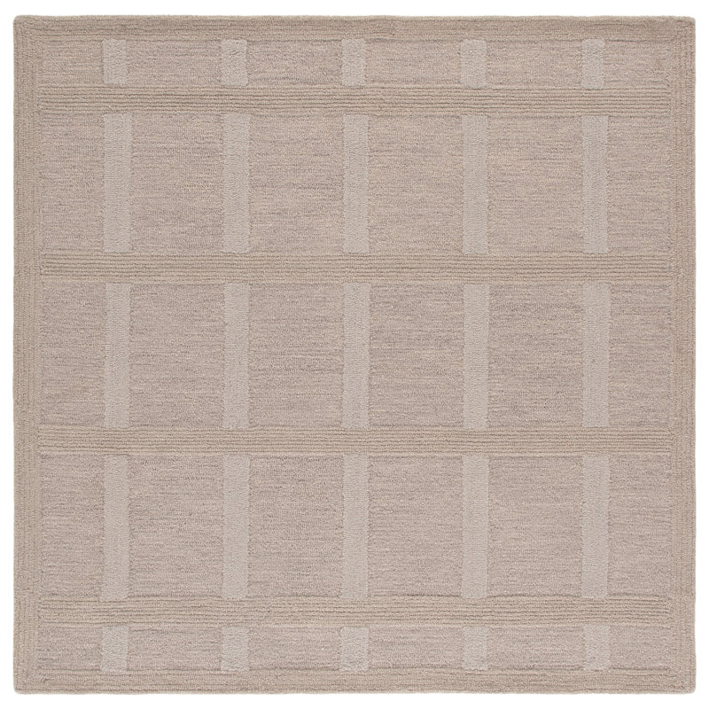 Tapis géométrique Genre 850 tufté à la main, 80 % laine, 20 % coton, Square 6'