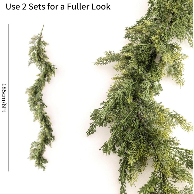6FT Dark Green Artificial Pine Garland for Indoor and Outdoor Christmas Decor