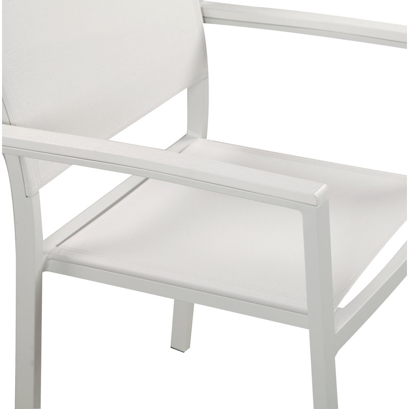 Chaises de salle à manger d'extérieur en aluminium avec filet à séchage rapide Pangea Home Aynura, Blanc / blanc