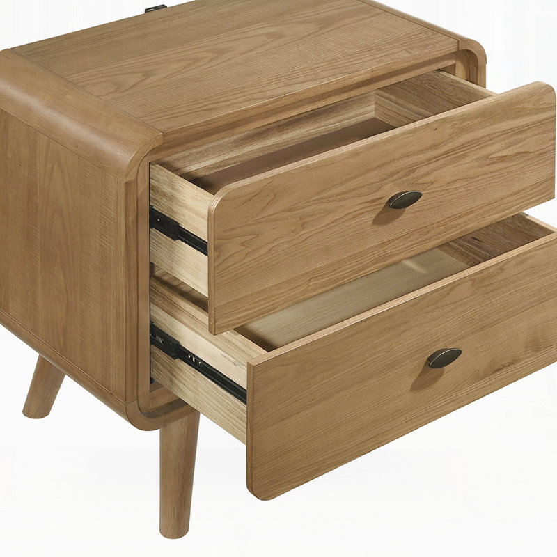 2-Drawer Nightstand Bedside Table Light Ash