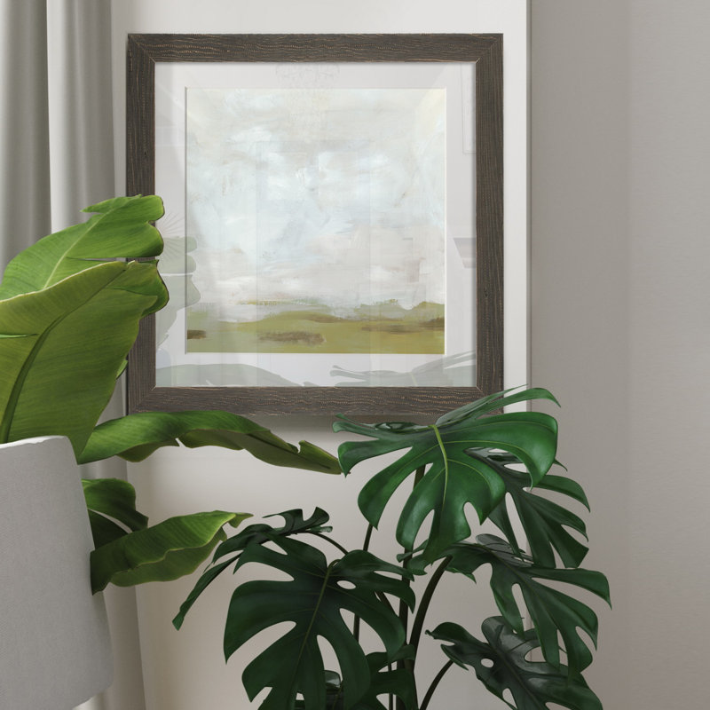 Mousse horizon II-reproduction de photo encadrée, H 35,5 po x l 35,5 po x P 1,5 po, Cadre en papier gris, Blanc