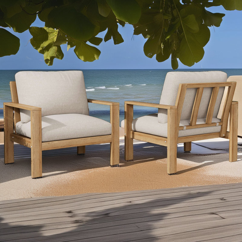 Canapé d'extérieur en bois d'acacia - Design transitionnel avec coussins hydrofuges (ensemble de 2)