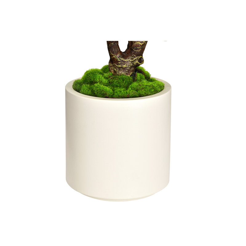 Arbre à figuier artificiel 4,5 pi en pot décoratif blanc, plante verte, H 54 po x l 25,5 po x P 23,5 po