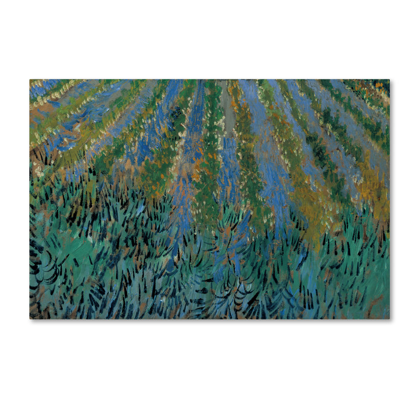 Lavande à Saintes-Maries par Vincent Van Gogh - impression sur tissu, H 30 po x l 47 po