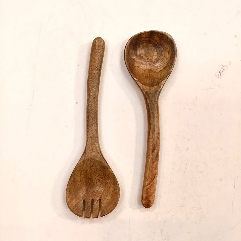 Destony Piece Wood Stainless Steel Salad Servers