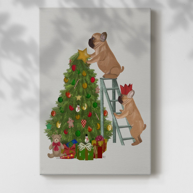 " Christmas French Bulldog Tree Ladder ", 27" H x 18" W x 1.5" D
