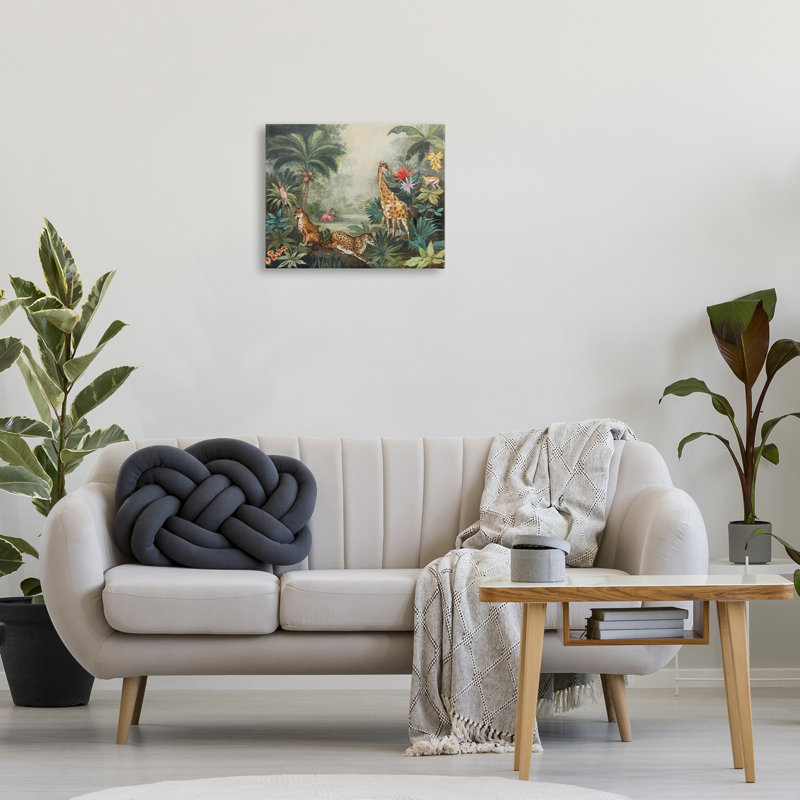 Art mural sur toile "Animaux tropicaux dans la jungle" par Julia Purinton, H 16 po x l 20 po