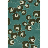 Amy Butler Wool Floral Area Rug in Blue/Black
