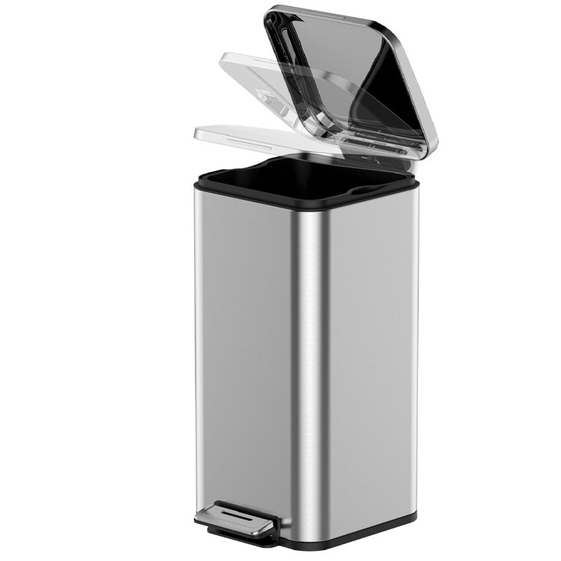Silver 30L Fingerprint Resistant Galvanized Step Trash Can