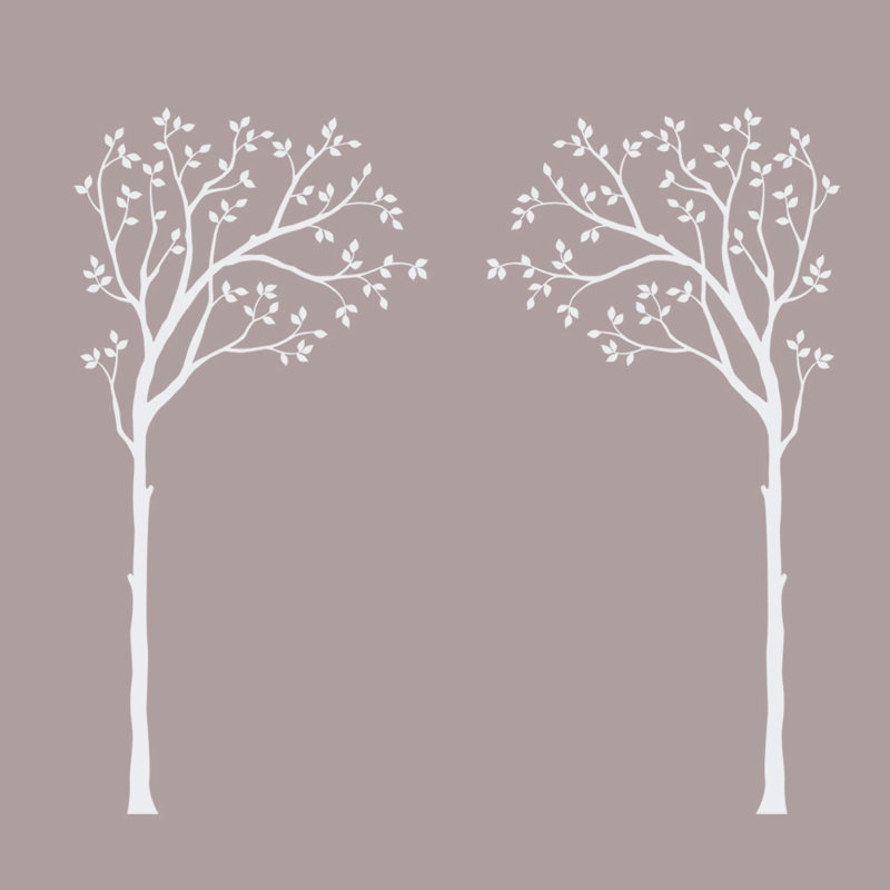 Décalcomanie murale arbre pour auvent de lit, Blanc / Gris foncé