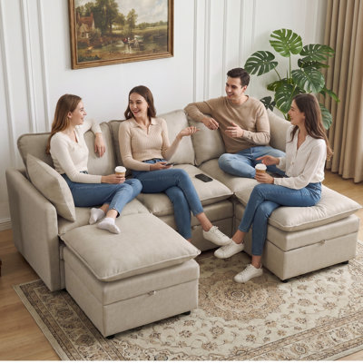 U-Shaped Modular Sectional Sofa with Storage
