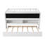 Lit mezzanine bas simple en bois avec tablettes de rangement, tableau noir et lit gigogne, blanc