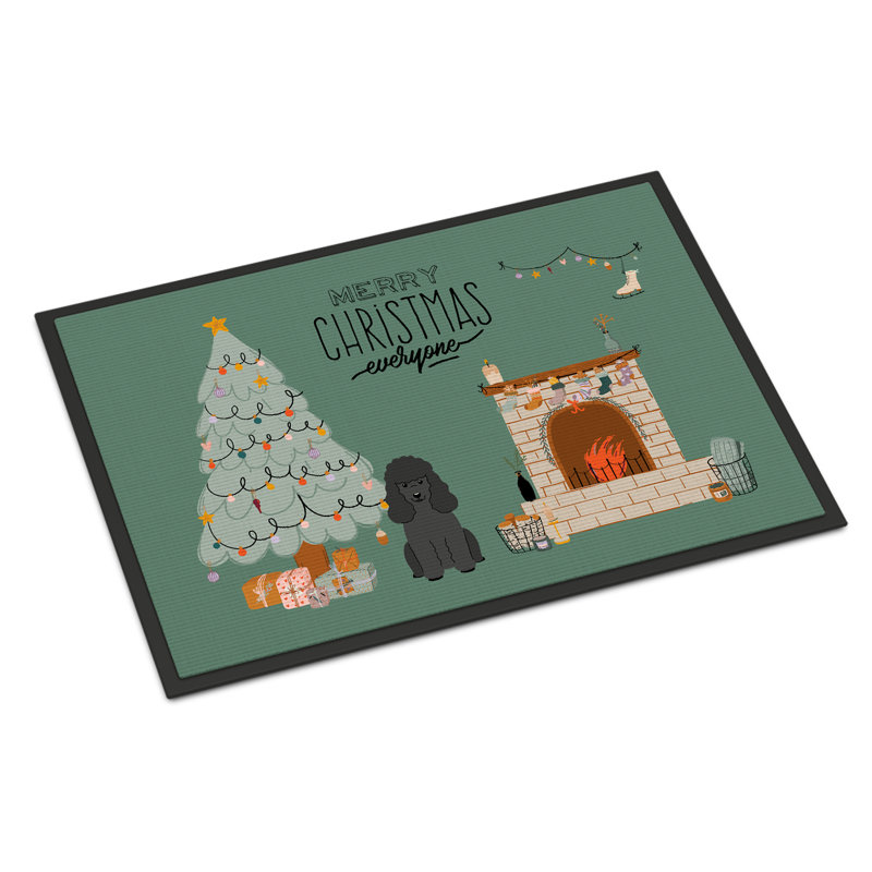 Inniss Non-Slip Outdoor Doormat, Black Poodle